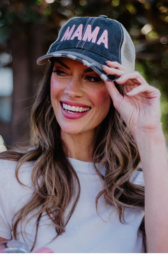 Trucker Hat | Pink Distressed Mama