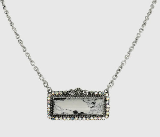 Western Rectangle Necklace | White
