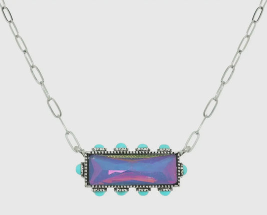 Western Horizontal Bar Gemstone Necklace