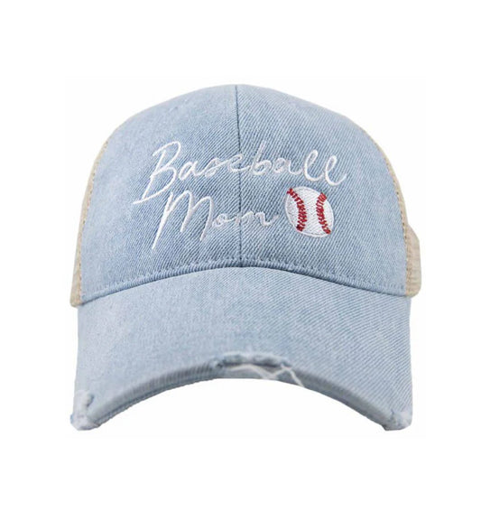Trucker Hat | Distressed Denim Baseball Mama