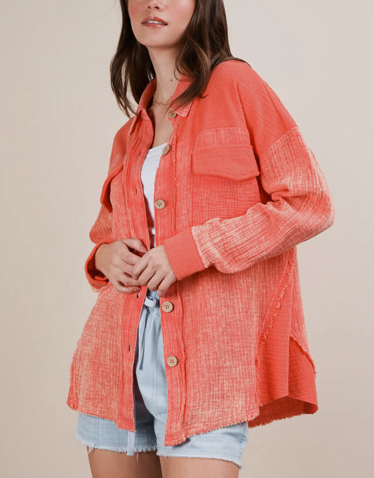 Mineral Washed Oversized Shacket