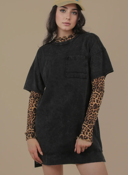 Mineral Washed Oversized Mini Dress