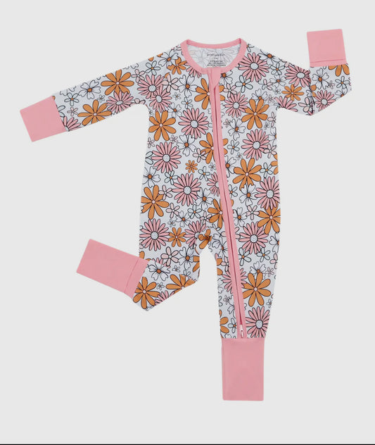 Bamboo Baby Zip Romper | Retro Garden
