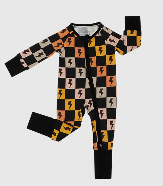 Bamboo Baby Clothing Zip Romper | Colorful Check & Bolts