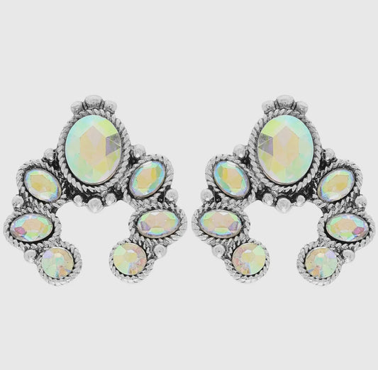 Western Jeweled Squash Blossom Earrings