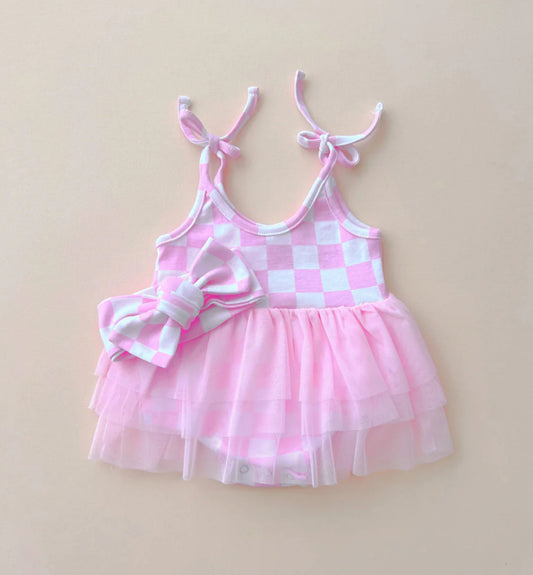 Tutu Romper | Checkered Pink