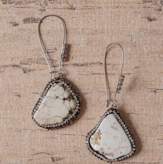 You Rock My Soul Rhinestone Cream Dangle Earrings